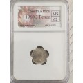 Union of South Africa 1960 Silver 3 Pence Graded MS62