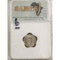 Union of South Africa 1960 Silver 3 Pence Graded MS62