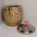 UNCOMMON VINTAGE WADE LIDDED HAND PAINTED CHINTZ CERAMIC & LUCITE CANNISTER