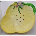 VINTAGE YELLOW CARLTON WARE BERRY DRAINAGE BOWL & UNDERPLATE SET UNCOMMON