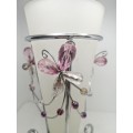 Vase Glass Chrome Pink Flowers