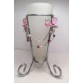 Vase Glass Chrome Pink Flowers