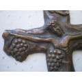 Handcrafted Brass Wall Cross Cruzifix With Jesus Figure and Grapes