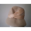 Antique 1930's Creme Colored Ladies Hat With Satin Ribbon And Hat Pin