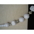 1950s Vintage White Beaded Costume Jewelry Necklace
