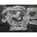 Set Of 4 Unique Art Deco Lead Crystal Napkin Holders Each One With A Different Shape