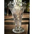 Lead Crystal Hand Cut Trumpet Vase with Flower Motif 15 cm height