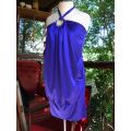 1970s Vintage Halterneck Purple Satin Mini Dress