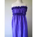 Long Vintage Purple Ruffles Satin Dress