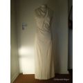 Long Vintage 1970s Cocktail Dress Evening Gown Sleeveless turtleneck with pearl necklace Size 10