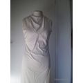 Long Vintage 1970s Cocktail Dress Evening Gown Sleeveless turtleneck with pearl necklace Size 10