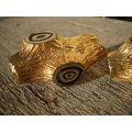 One Of A Kind Chunky Designer 1970s Tree Stump Gold Toned Vintage Metal Cufflinks 4cm x 2cm