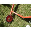 1940s Vintage Childrens Red Metal Scooter With Basket