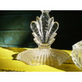 Art Nouveau Crystal Boudoir Jewelery Powder Box Trinket With Matching Candle Holder