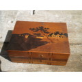 Antique wooden oriental trinket jewelry box