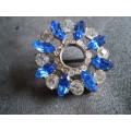 Vintage 1950's Glass Stone Costume Brooch Silver Toned Metal