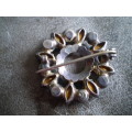 Vintage 1950's Glass Stone Costume Brooch Silver Toned Metal