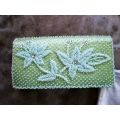 Vintage Deco Green Stain Beaded Clutch 20cm x 10 cm