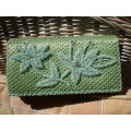 Vintage Deco Green Stain Beaded Clutch 20cm x 10 cm