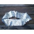 Vintage 1980s Silver Sequins Stretch Belt Size S very good condition 4cm width