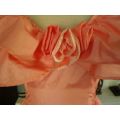 Original 1980's Vintage Salmon Pink Glam Rock Dress With Butterfly Sleeves and Roses Size 10