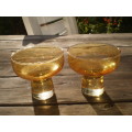 Beautiful Amber Colored Set of 2 1950s Cognac Liquor Glasses Very Retro