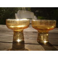 Beautiful Amber Colored Set of 2 1950s Cognac Liquor Glasses Very Retro