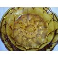 Set Of Two Amber Colored Vintage 1950s Heavy Pressed Glass Ash Trays 16cm diameter