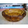 Set Of Two Amber Colored Vintage 1950s Heavy Pressed Glass Ash Trays 16cm diameter