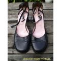 Original Vintage Bertie Genuine Leather Ankle Strap Heels Shoes Size 4