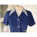Original 1960s Vintage Navy Blue Ladies Top With Belt Size 10 very good condition