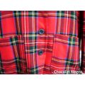 1980s Vintage Tartan Overlength Ladies Red Designer Blazer 100 %Wool Size 16 Excellent Condition