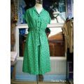 Vintage 1970s Buttoned Green Dress Size 10 to small 12 excellent condition