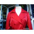 Vintage Fire Red Ladies Trench Coat Size 10 Excellent Condition