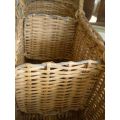 Vintage Strong Wicker Basket With Three Compartments For Wine, Milk, Groceries 50cm x 25 cm x 20cm