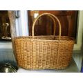 Vintage Strong Wicker Basket With Three Compartments For Wine, Milk, Groceries 50cm x 25 cm x 20cm