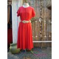 Vintage 1980s Red Buttoned Linen/Cotton Mix Dress Size 10