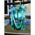 1980s Vintage Sleeveless  Satin Blouse Top Green Amazon Size 12