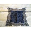 Delicate Antique Mourning Black Cotton Mousseline With Lace Border Ladies Handkerchief