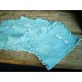 Vintage Set of 6 Turquoise Linen Napkins Embroiered With Two Swans