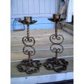 Set Of Two Wrought Iron Candle Holders