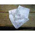Set of 3 Antique Linen Table Napkins With Flower Embroidery