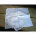 Set of 3 Antique Linen Table Napkins With Flower Embroidery