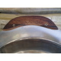 Mid Century Modern Danish Stainless Steel 18/8 Teak Wood Handle Round Serving Plate