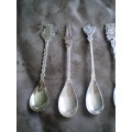Vintage Set Of 8 Silver Plated Souvernir Spoons From Holland 1970s
