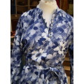 Vintage 1970s Cocktail Dress Blue And White Size 12