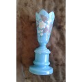 Antiqye Blue Glass Vase Handpainted marked