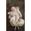 Small antique new born doll porcelain head and hands