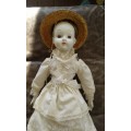 Antique Doll With Straw Hat 50cm in length