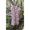 Vintage 1980s Summer Spaghetti Strap Floral Cotton Summer Dress Size 14